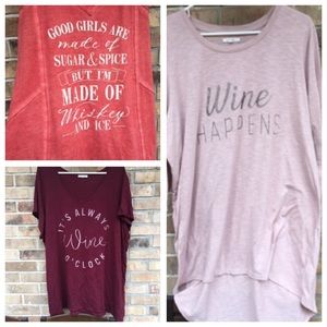 Lot of 3 Maurices plus size 3x drink shirts EUC